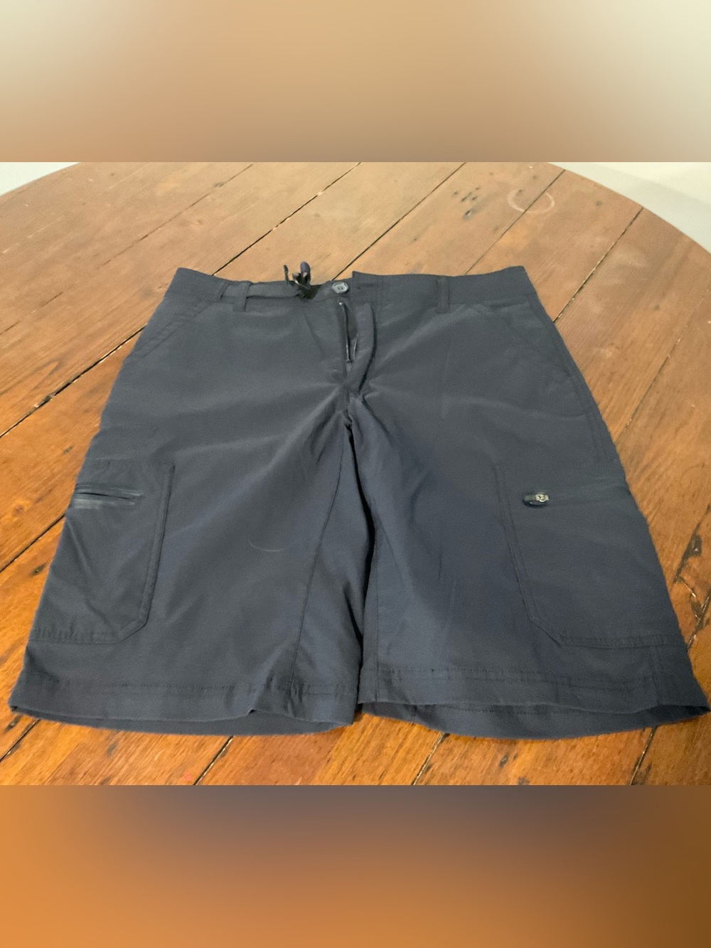 Men's Black Cargo Shorts with Side Pockets and Drawstring Waist